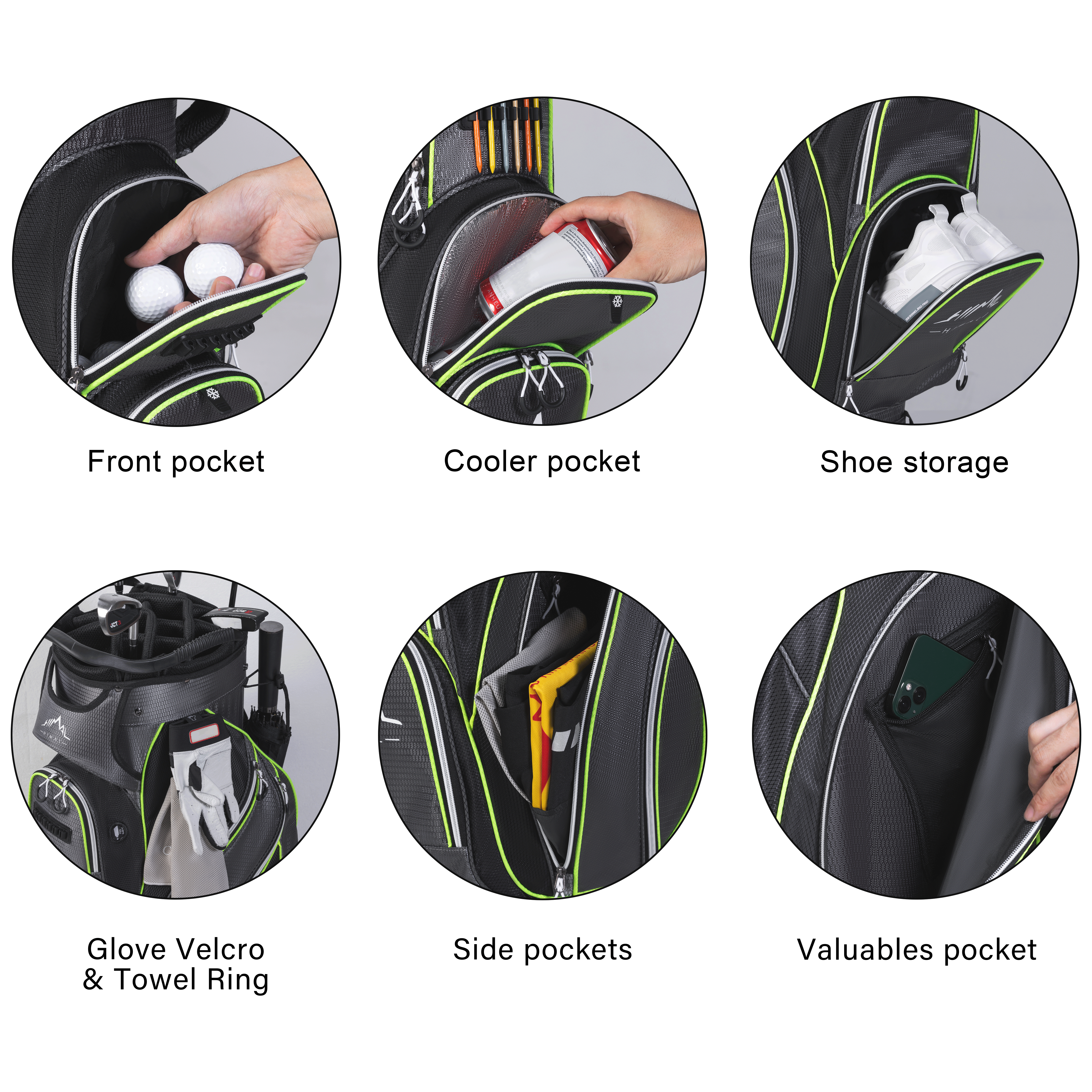 Golf Cart Bag with 14-Way Divider Top-Grey