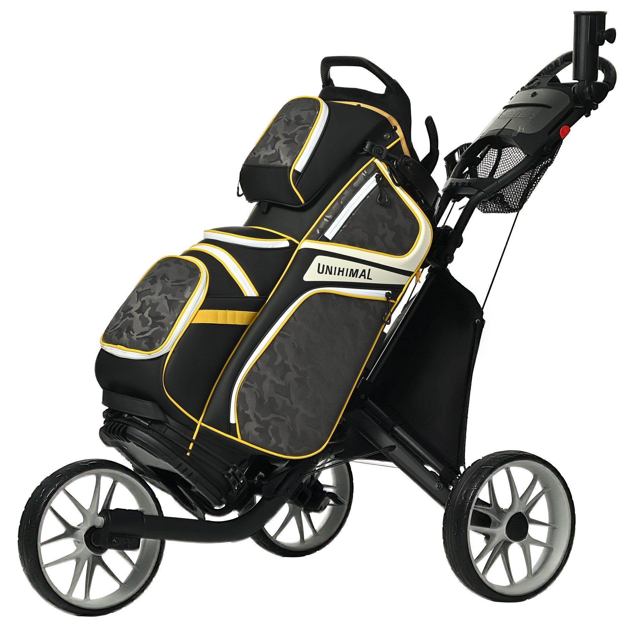 uniHimal 2025 Golf Cart Bag Luxury Synthetic Leather Camo 14 Way Padded Dividers-Black