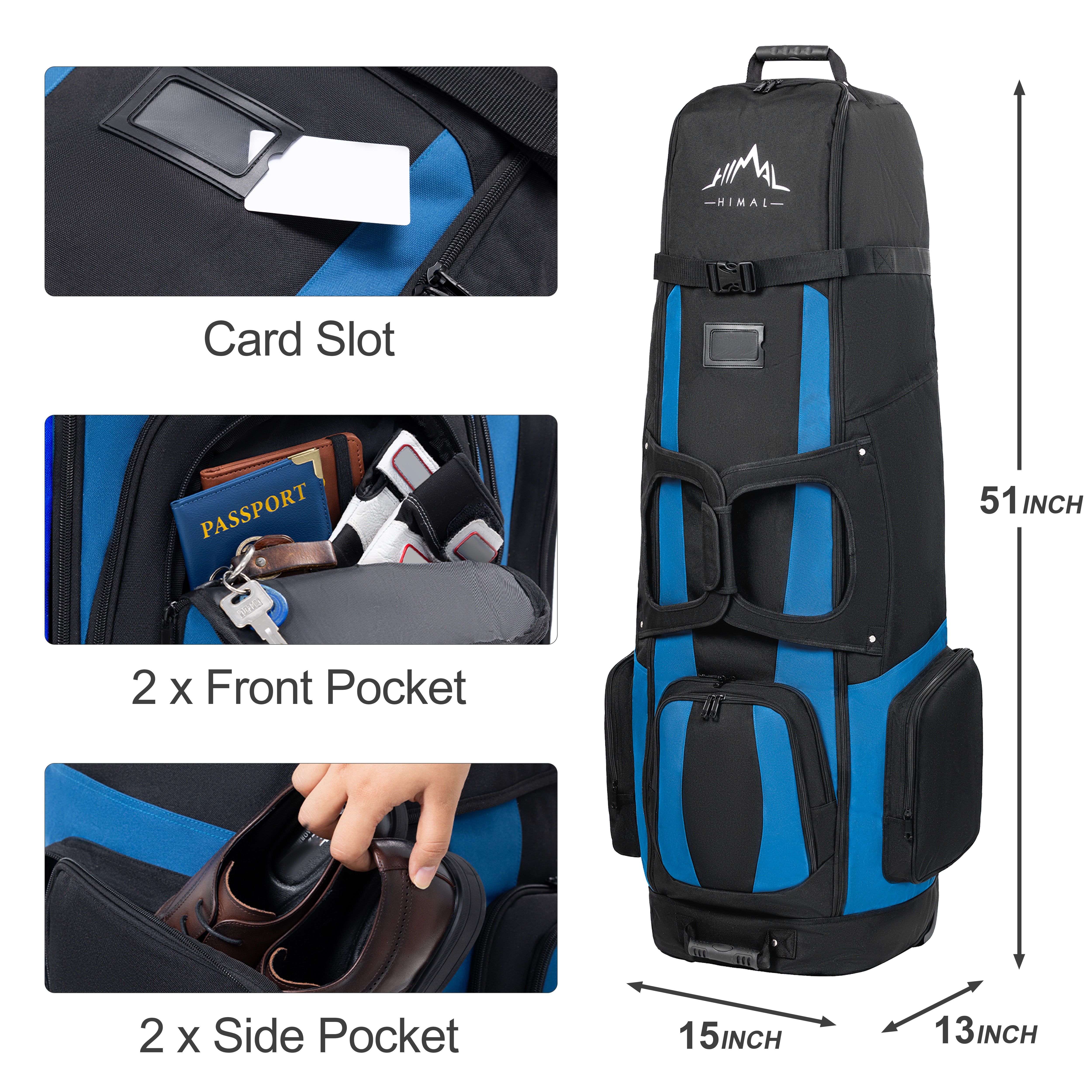 Soft-Sided Golf Travel Bag-Black Blue