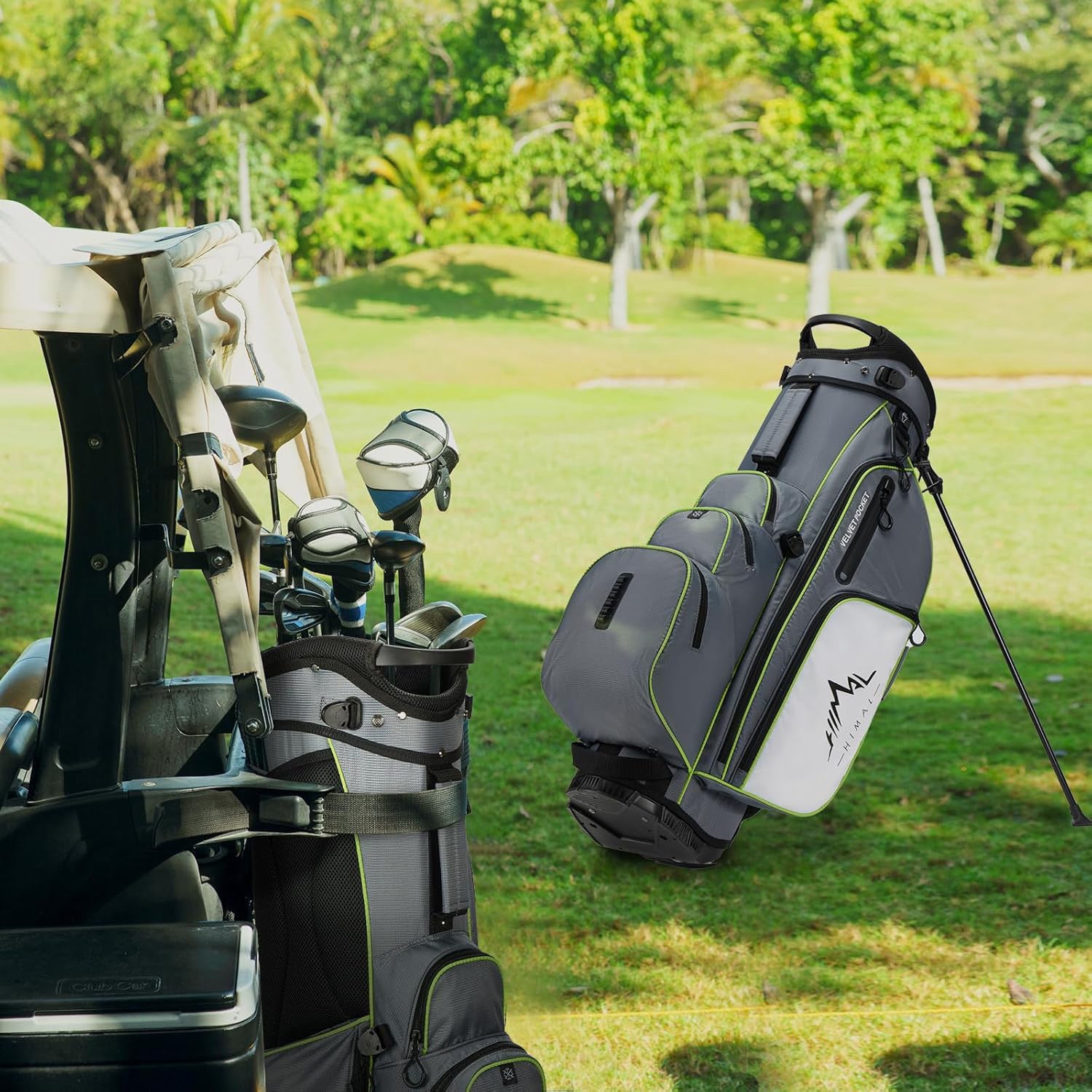 4-Way Full-Length Golf Stand Bag-Steel Gray White