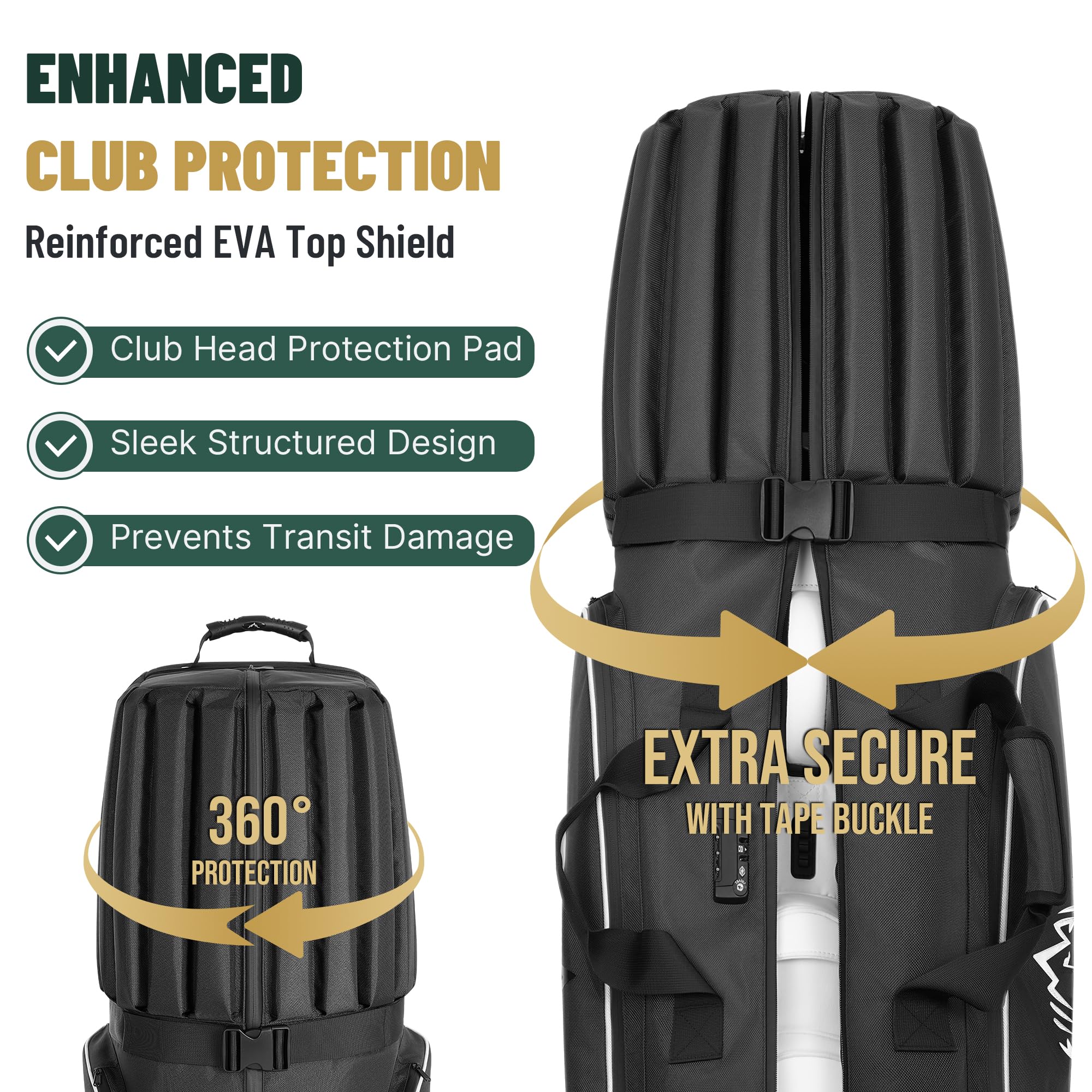 uniHimal Golf Travel Bag for Airlines with 4-Wheel Rolling System, Extendable Legs for Effortless Travel & Maneuverability, Password Lock&Ultra Club Protection