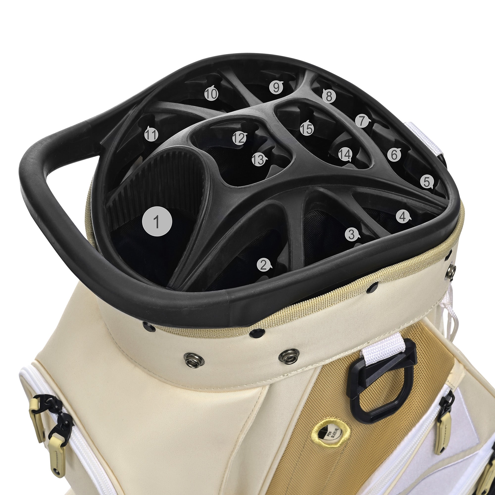 Quiet and Anti-collision 15 Way Golf Cart Bag-Beige