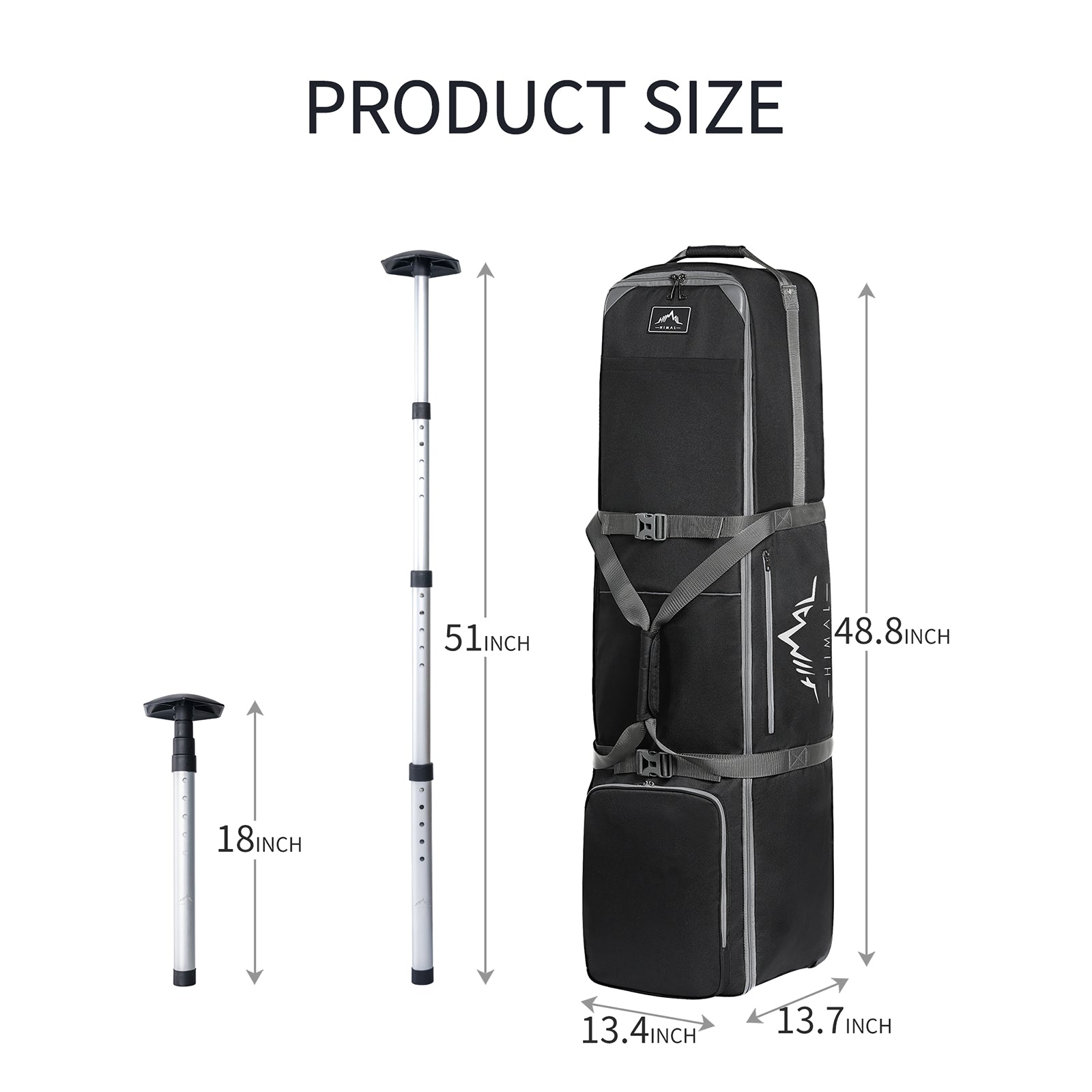 Golf Travel Bag with Adjustable Support Rod
