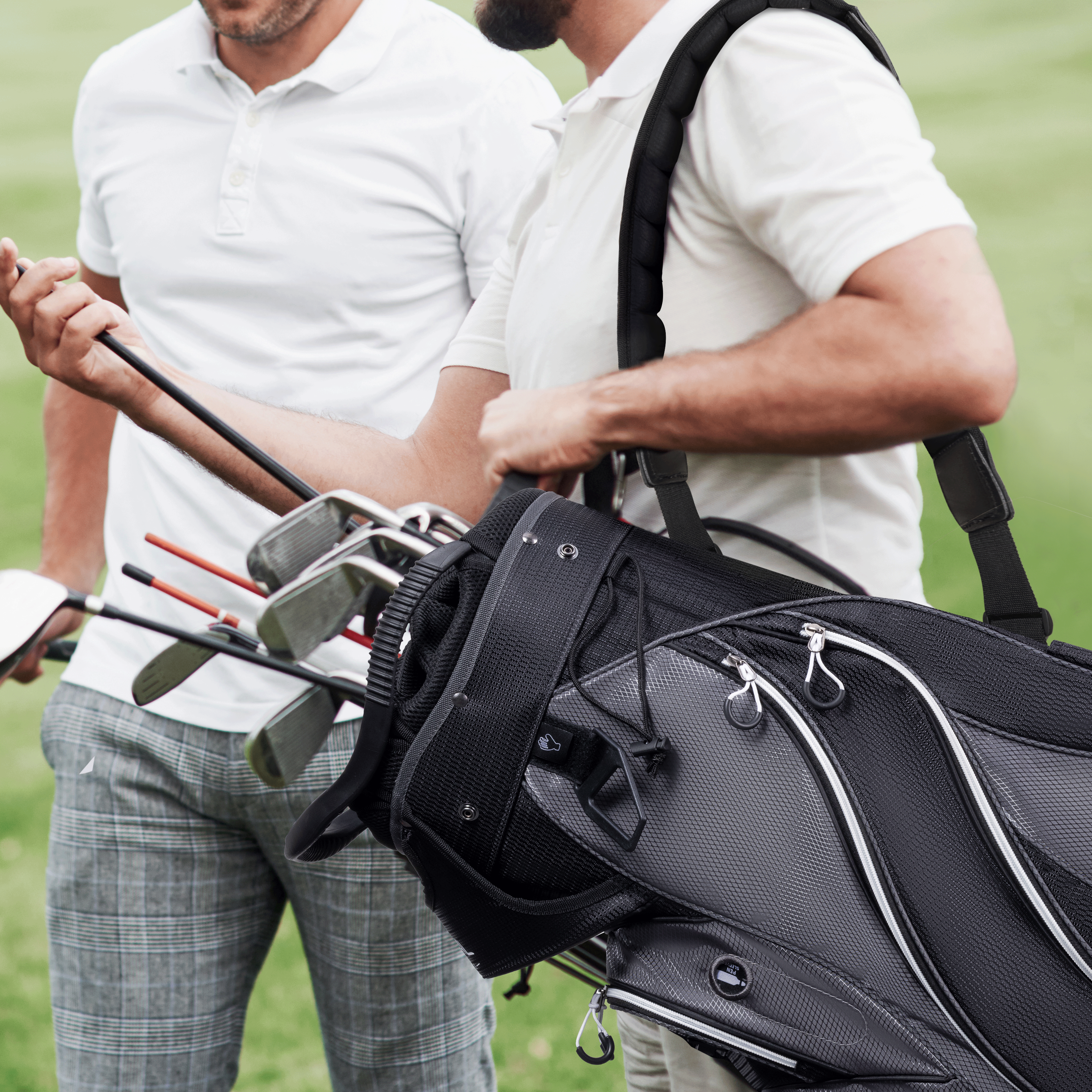 Golf Cart Bag with 14-Way Divider Top-Black White