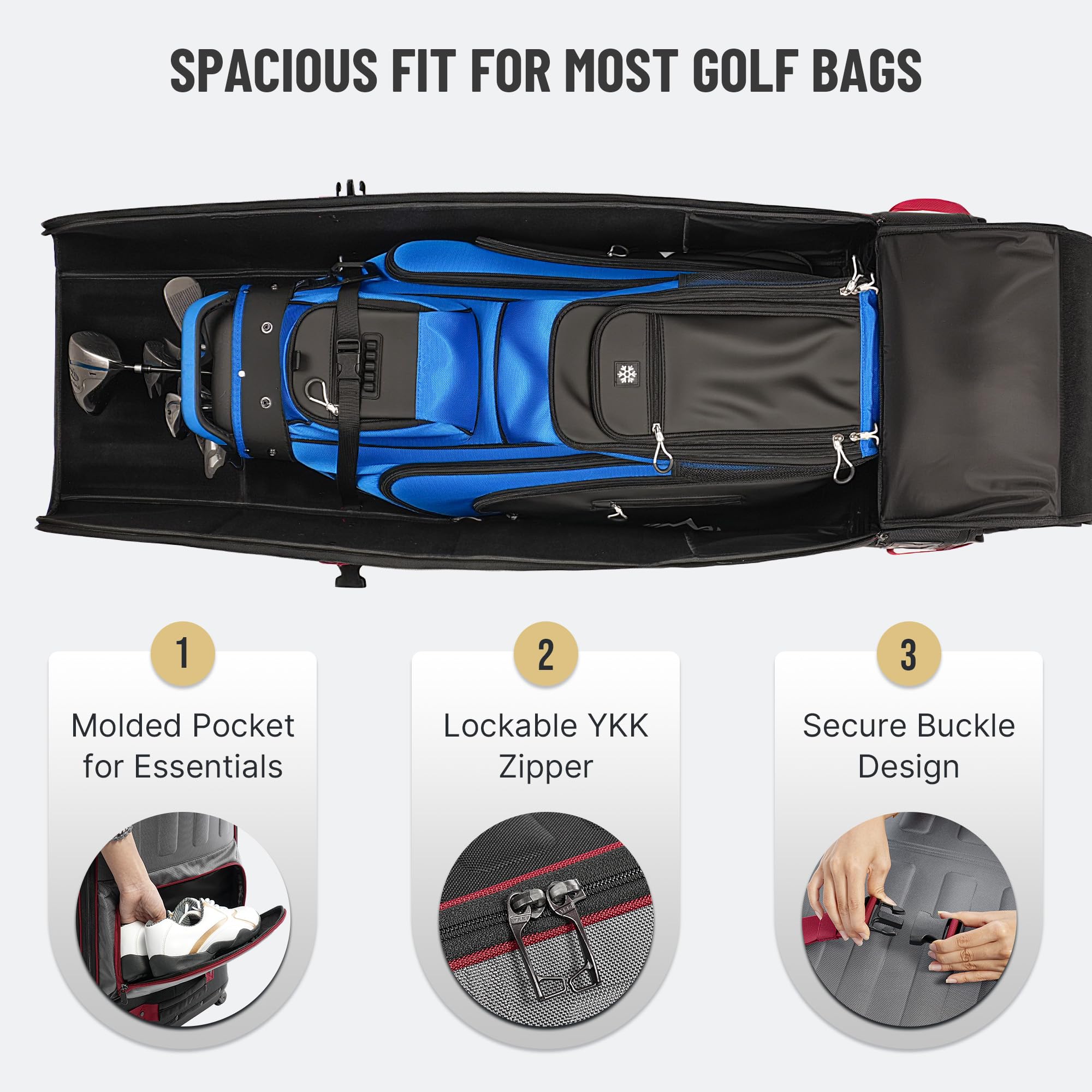 Golf Travel Bag Foldable, 1680D Oxford Fabric Padded Protect Golf Clubs