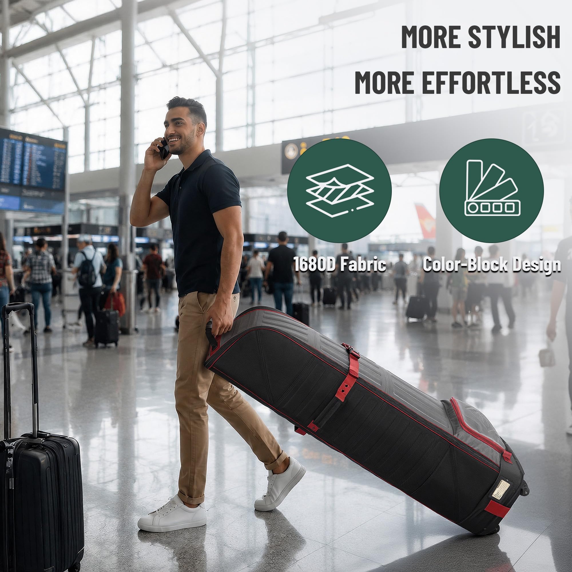 Golf Travel Bag Foldable, 1680D Oxford Fabric Padded Protect Golf Clubs