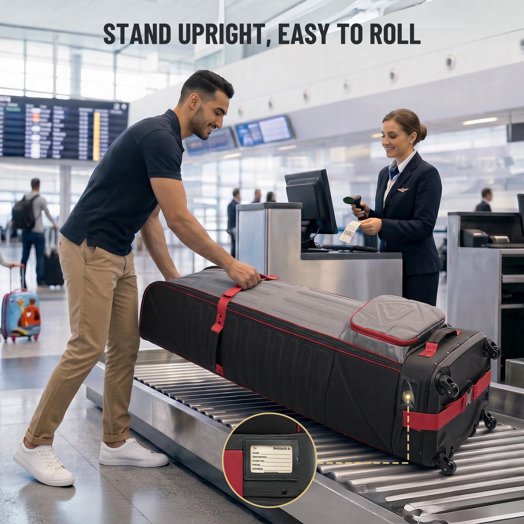 Golf Travel Bag Foldable, 1680D Oxford Fabric Padded Protect Golf Clubs