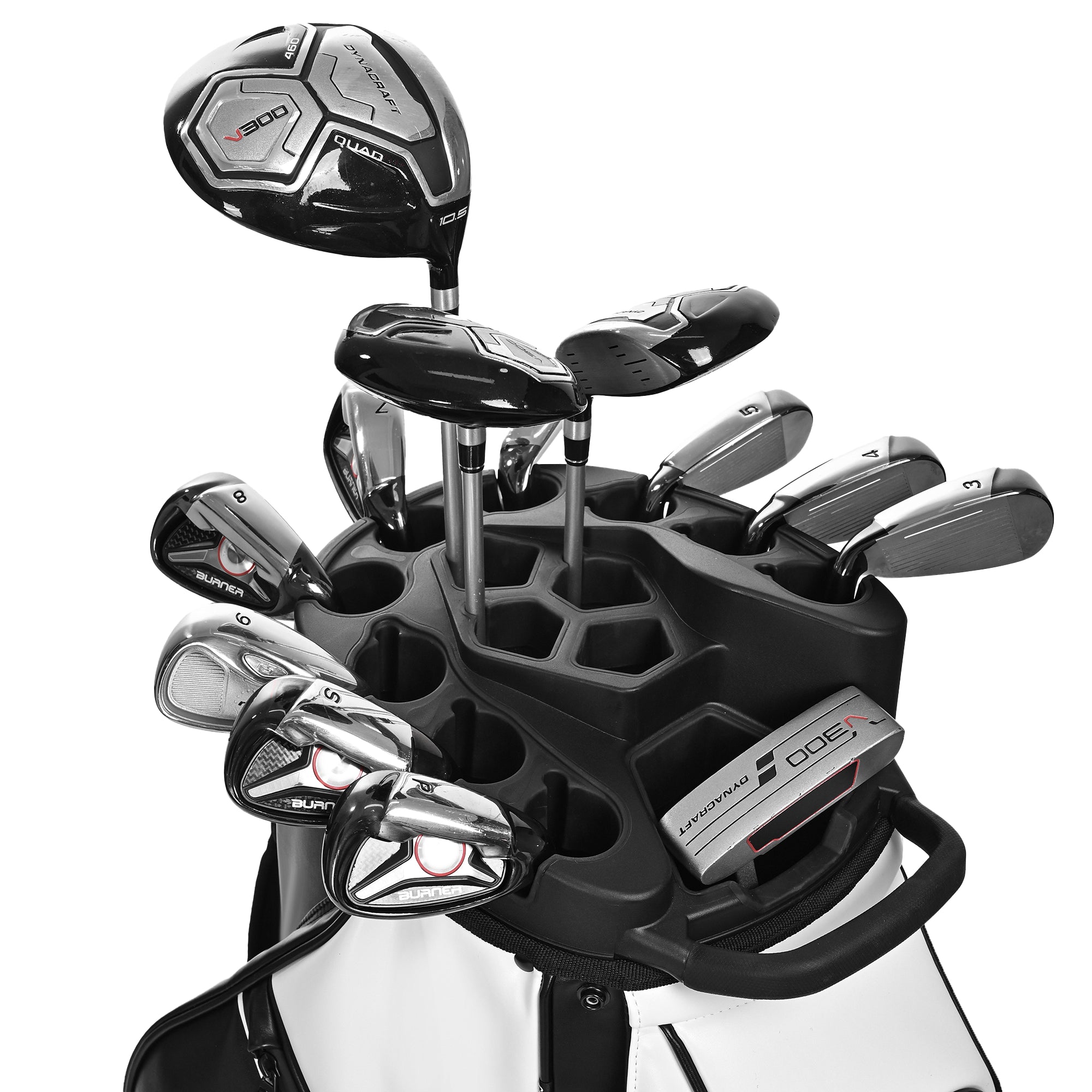 uniHimal T-LOCK 004 Luxury 15 Way Full Length Dividers Golf Quiet Synthetic Leather Cart Bag-Black White