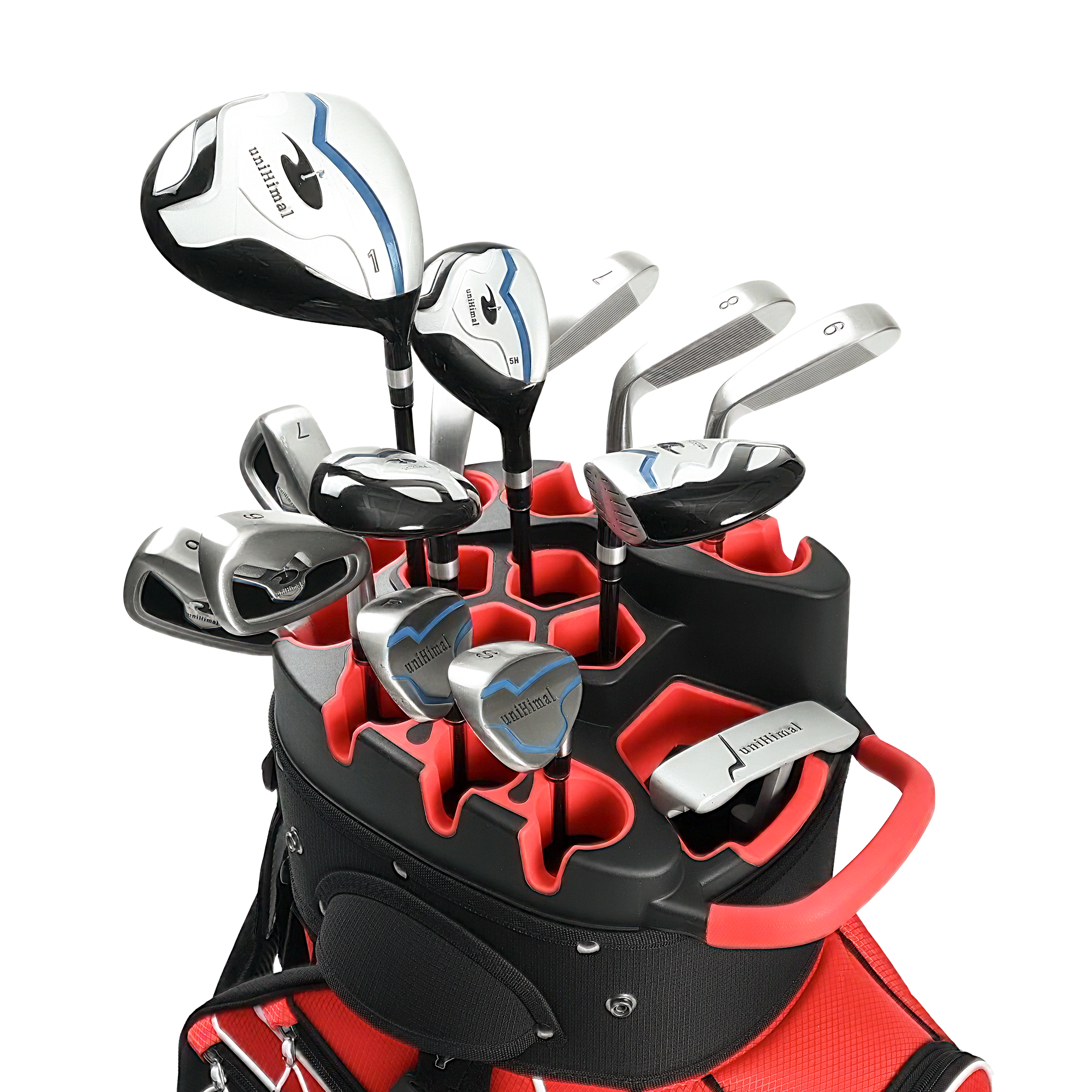 uniHimal S&T-LOCK 14 Way Golf Cart Bag Pro Red