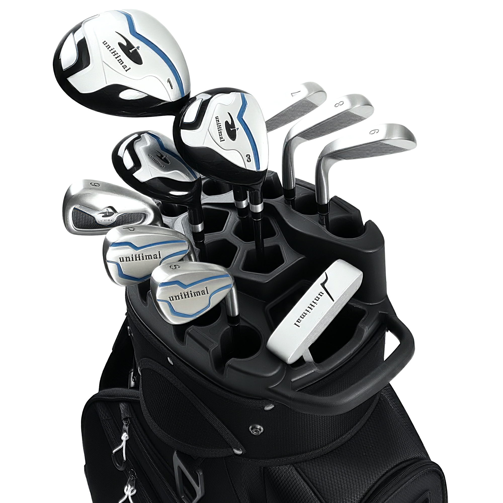 uniHimal S&T-LOCK 14 Way Golf Cart Bag Pro Black