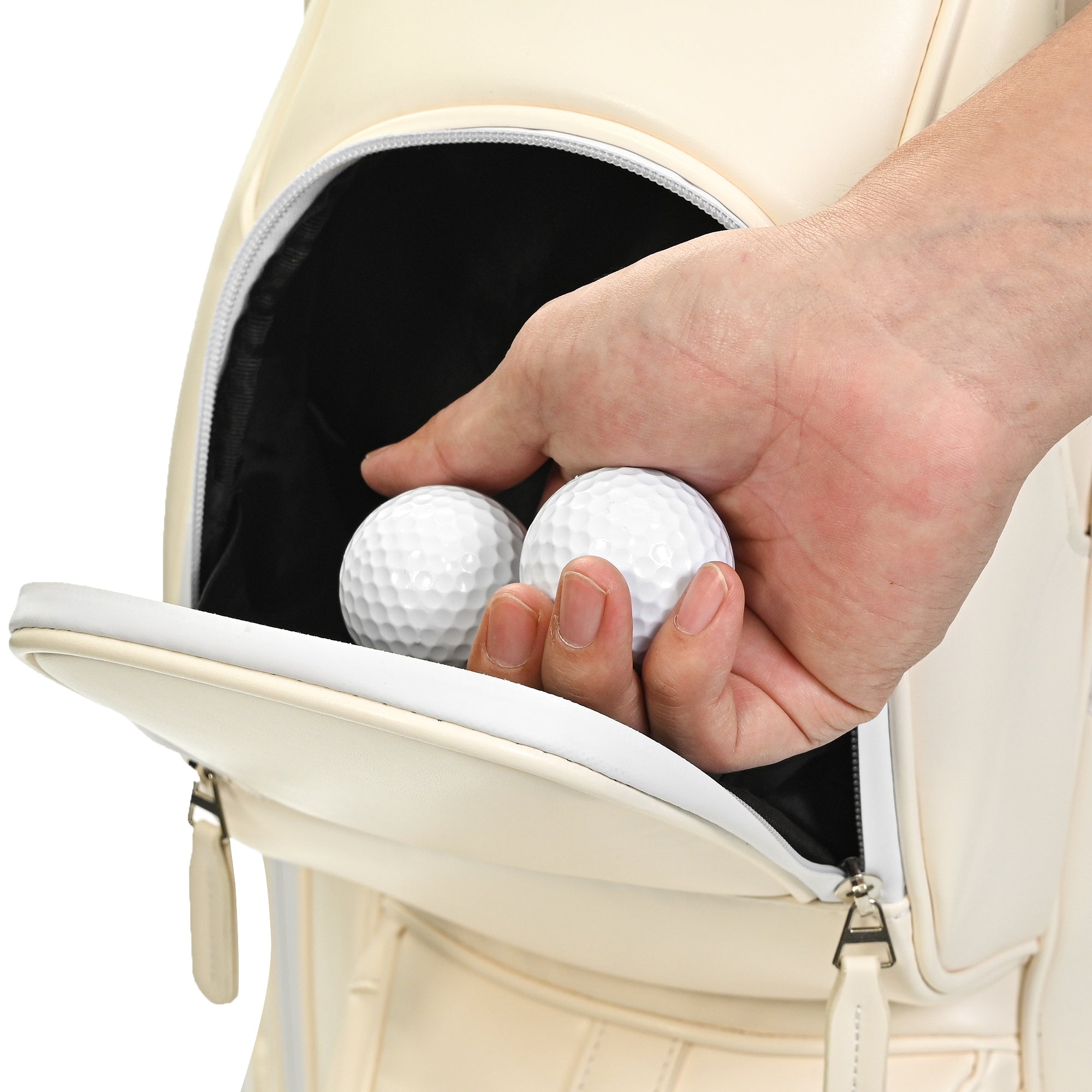 uniHimal T-LOCK 004 Luxury 15 Way Full Length Dividers Golf Quiet Synthetic Leather Cart Bag-Beige