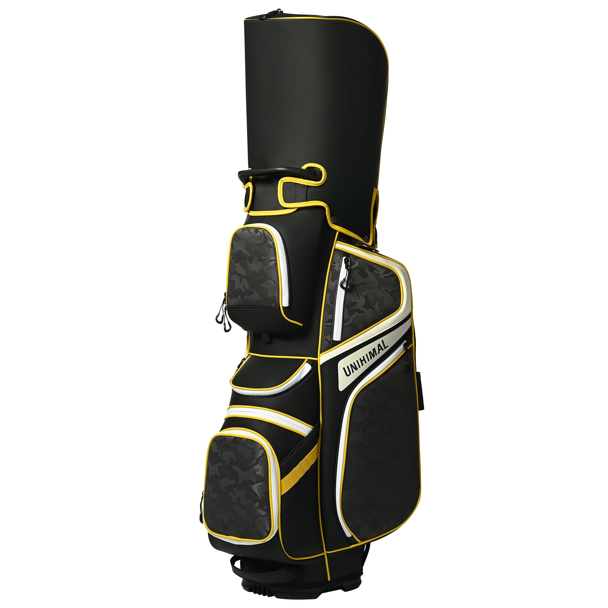 uniHimal 2025 Golf Cart Bag Luxury Synthetic Leather Camo 14 Way Padded Dividers-Black