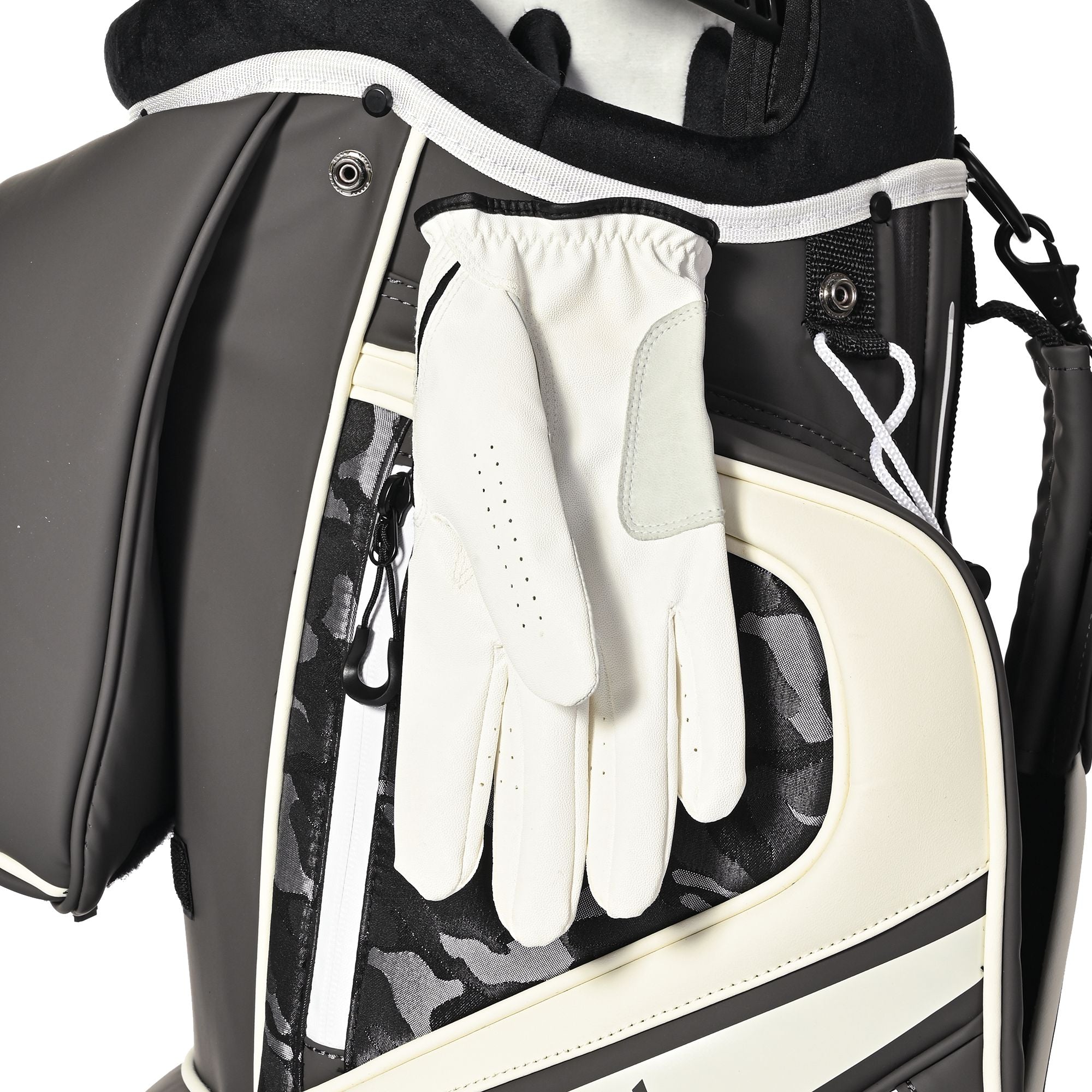 uniHimal 2025 Golf Cart Bag Luxury Synthetic Leather Camo 14 Way Padded Dividers-Grey
