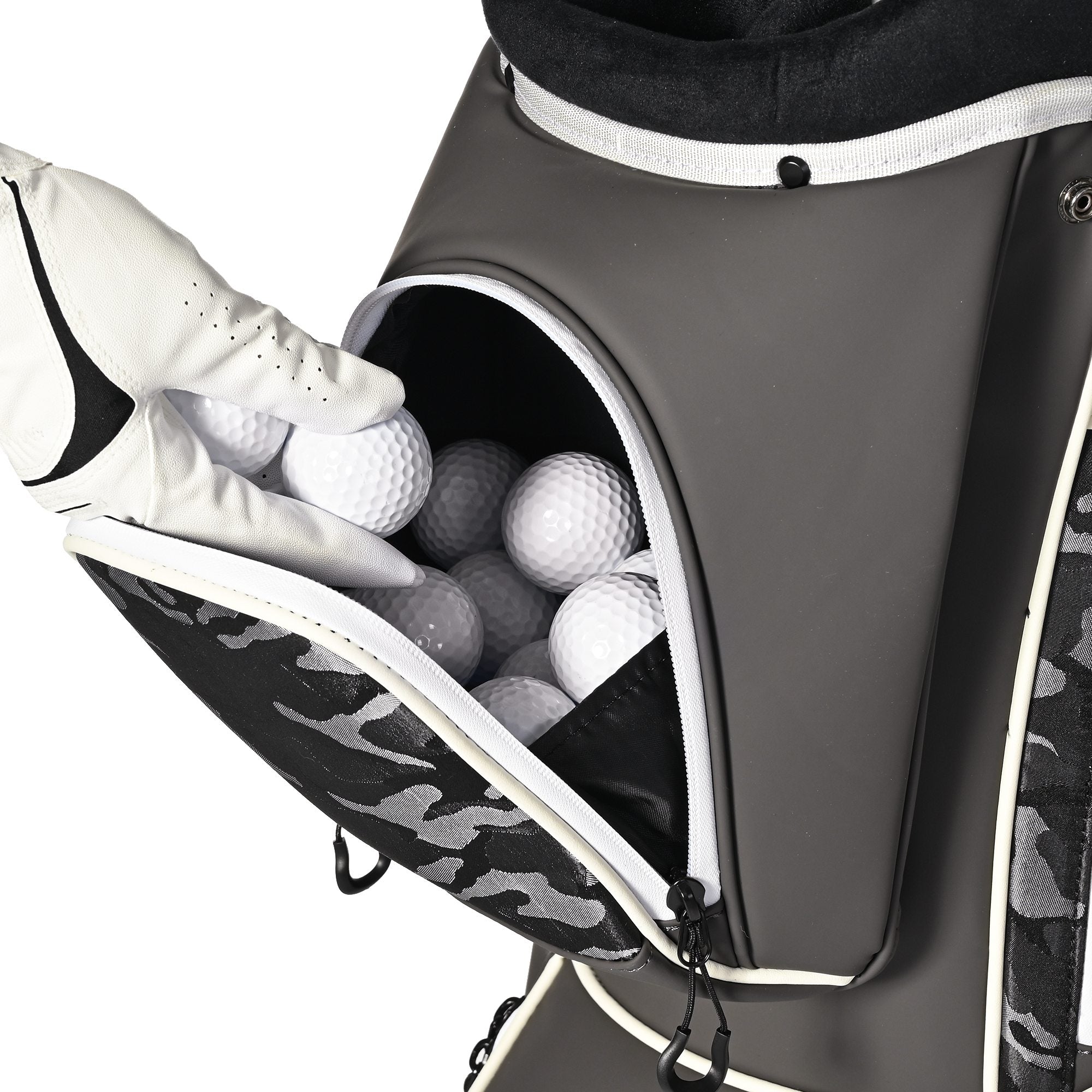 uniHimal 2025 Golf Cart Bag Luxury Synthetic Leather Camo 14 Way Padded Dividers-Grey