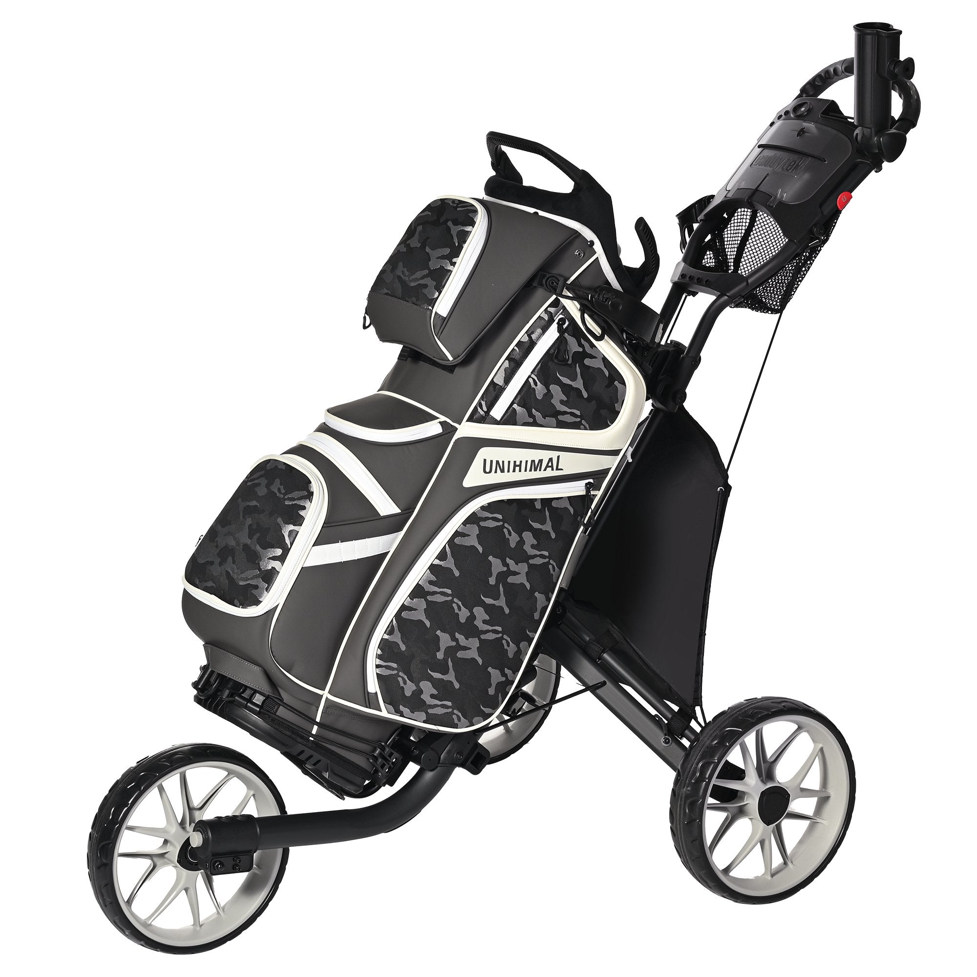 uniHimal 2025 Golf Cart Bag Luxury Synthetic Leather Camo 14 Way Padded Dividers-Grey