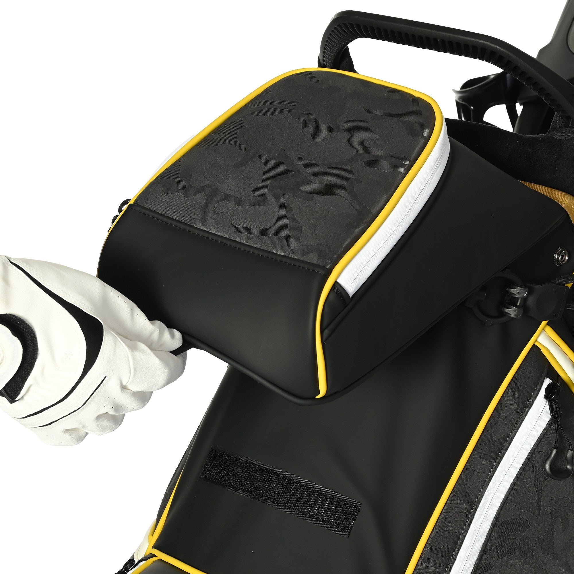 uniHimal 2025 Golf Cart Bag Luxury Synthetic Leather Camo 14 Way Padded Dividers-Black