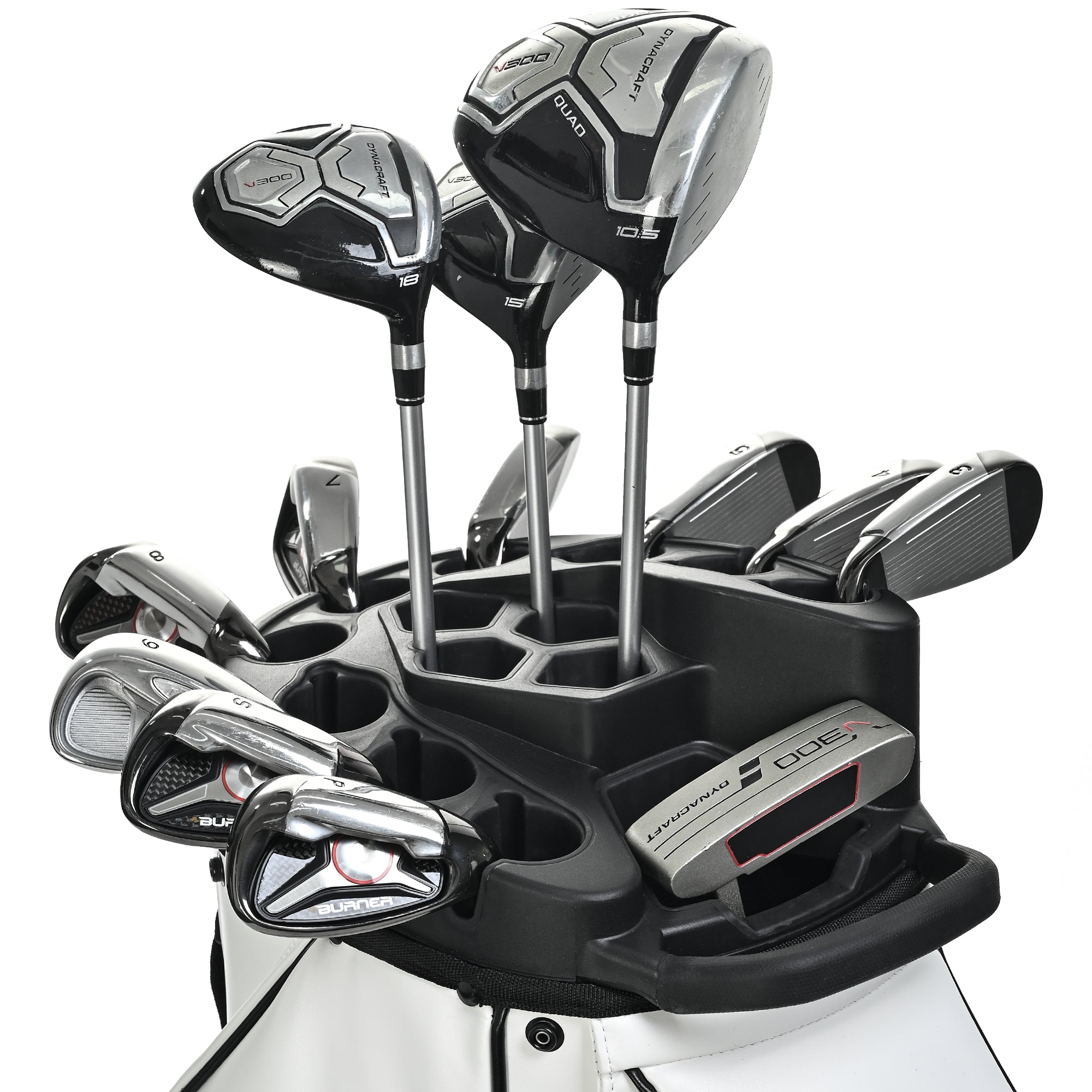 uniHimal T-LOCK 004 Luxury 15 Way Full Length Dividers Golf Quiet Synthetic Leather Cart Bag-White