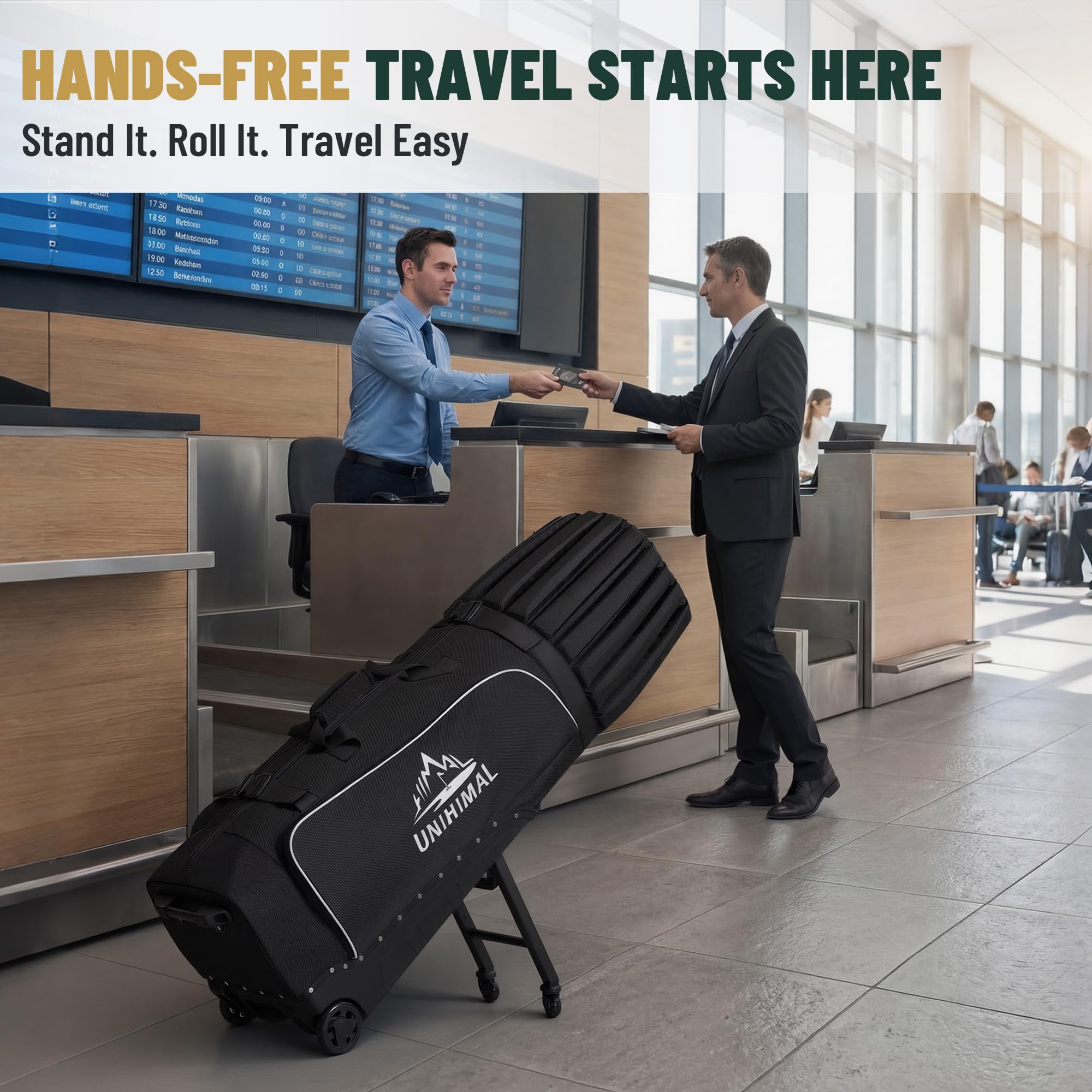 uniHimal Golf Travel Bag for Airlines with 4-Wheel Rolling System, Extendable Legs for Effortless Travel & Maneuverability, Password Lock&Ultra Club Protection