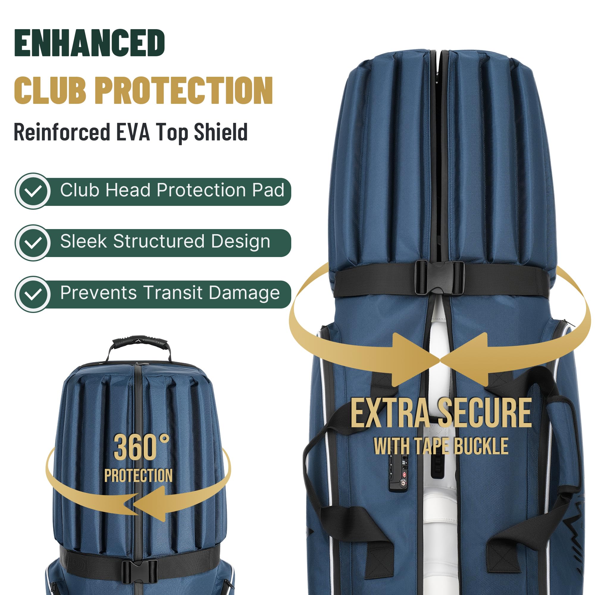 uniHimal Golf Travel Bag for Airlines with 4-Wheel Rolling System, Extendable Legs for Effortless Travel & Maneuverability, Password Lock&Ultra Club Protection