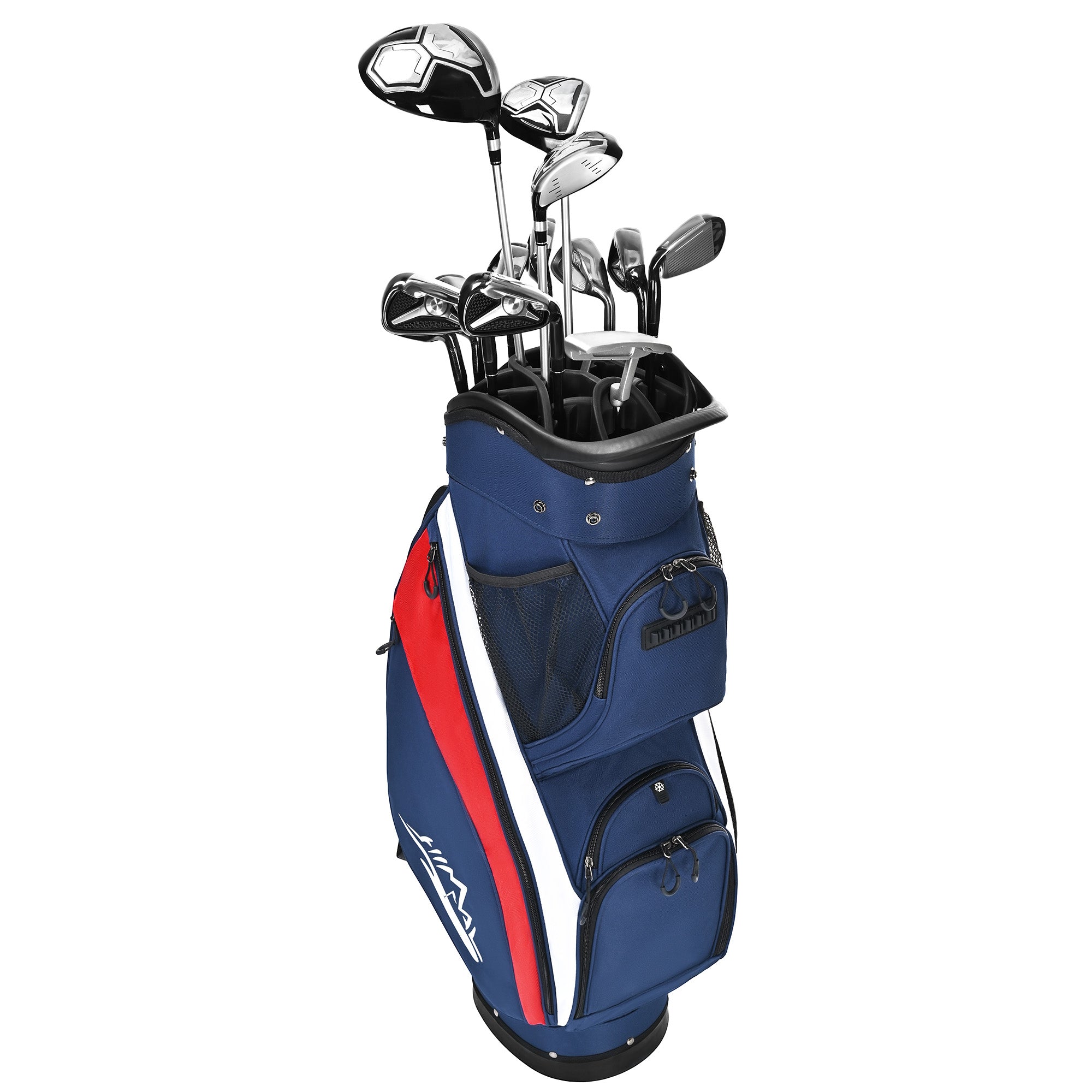 Quiet and Anti-collision 14 Way Golf Cart Bag-Blue Red
