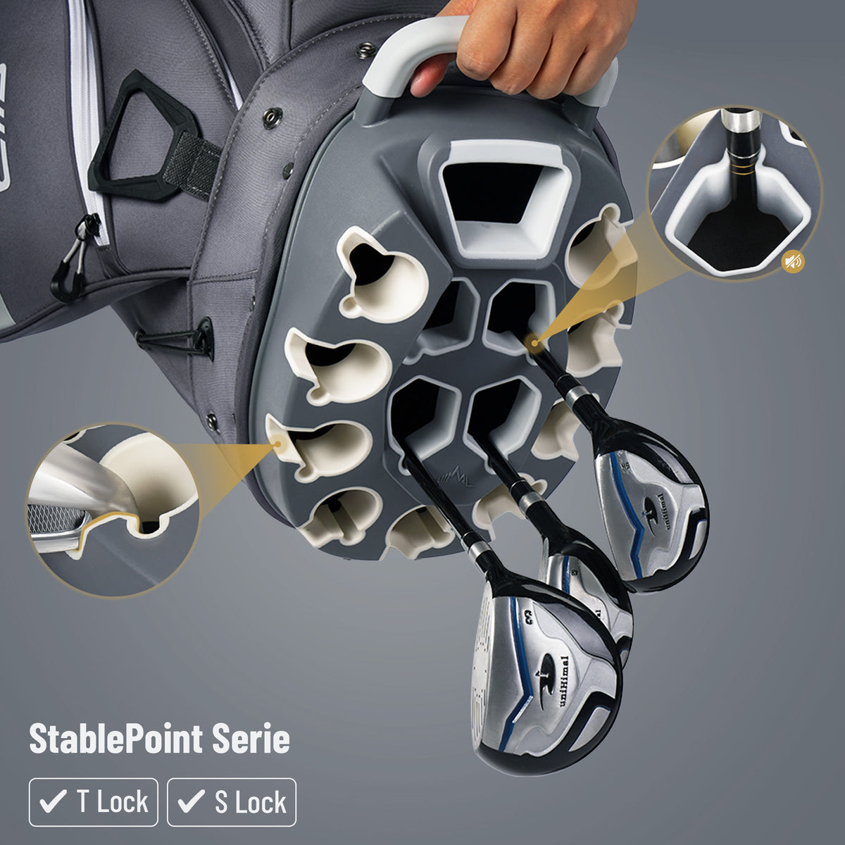 uniHimal StablePoint Golf Cart Bag with 14-Way Full-Length Divider Top