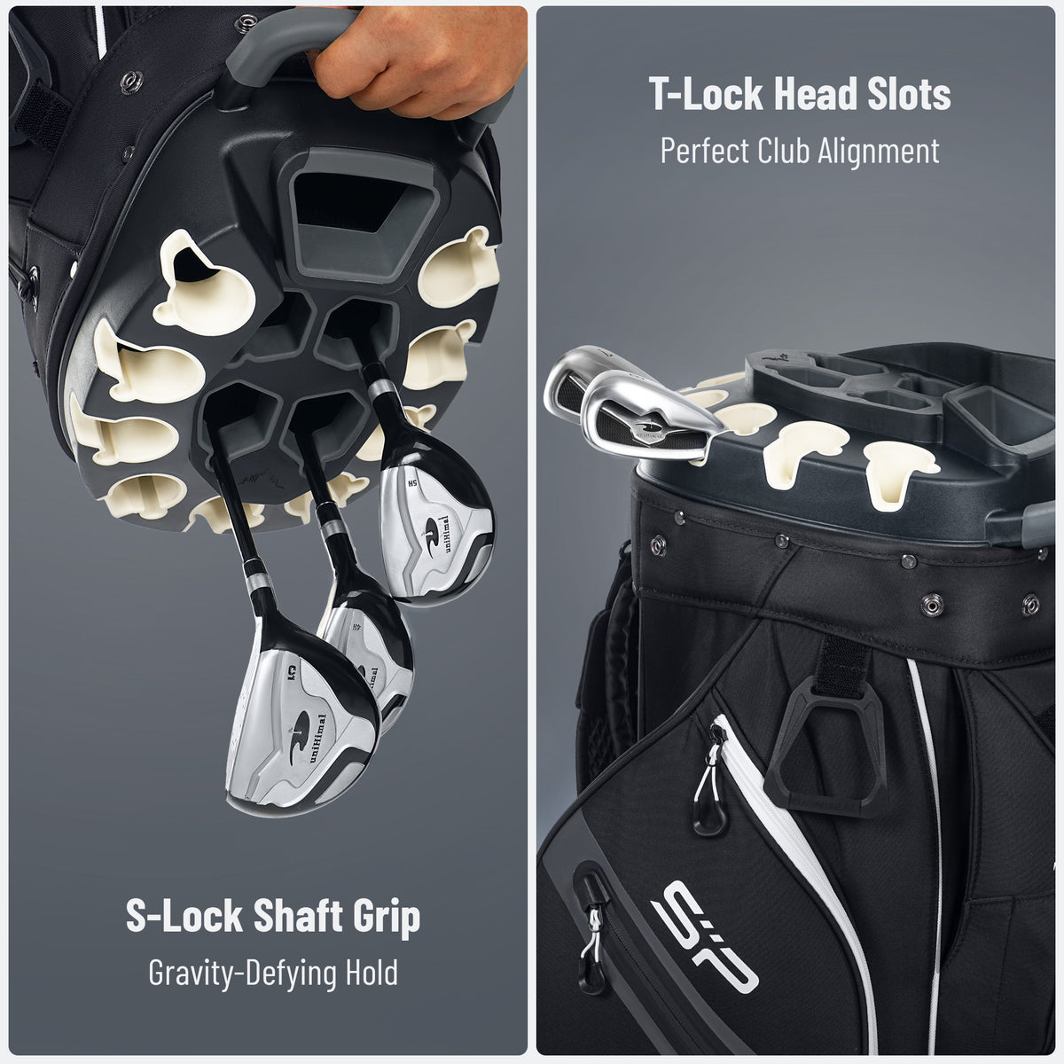 uniHimal StablePoint Golf Cart Bag with 14-Way Full-Length Divider Top