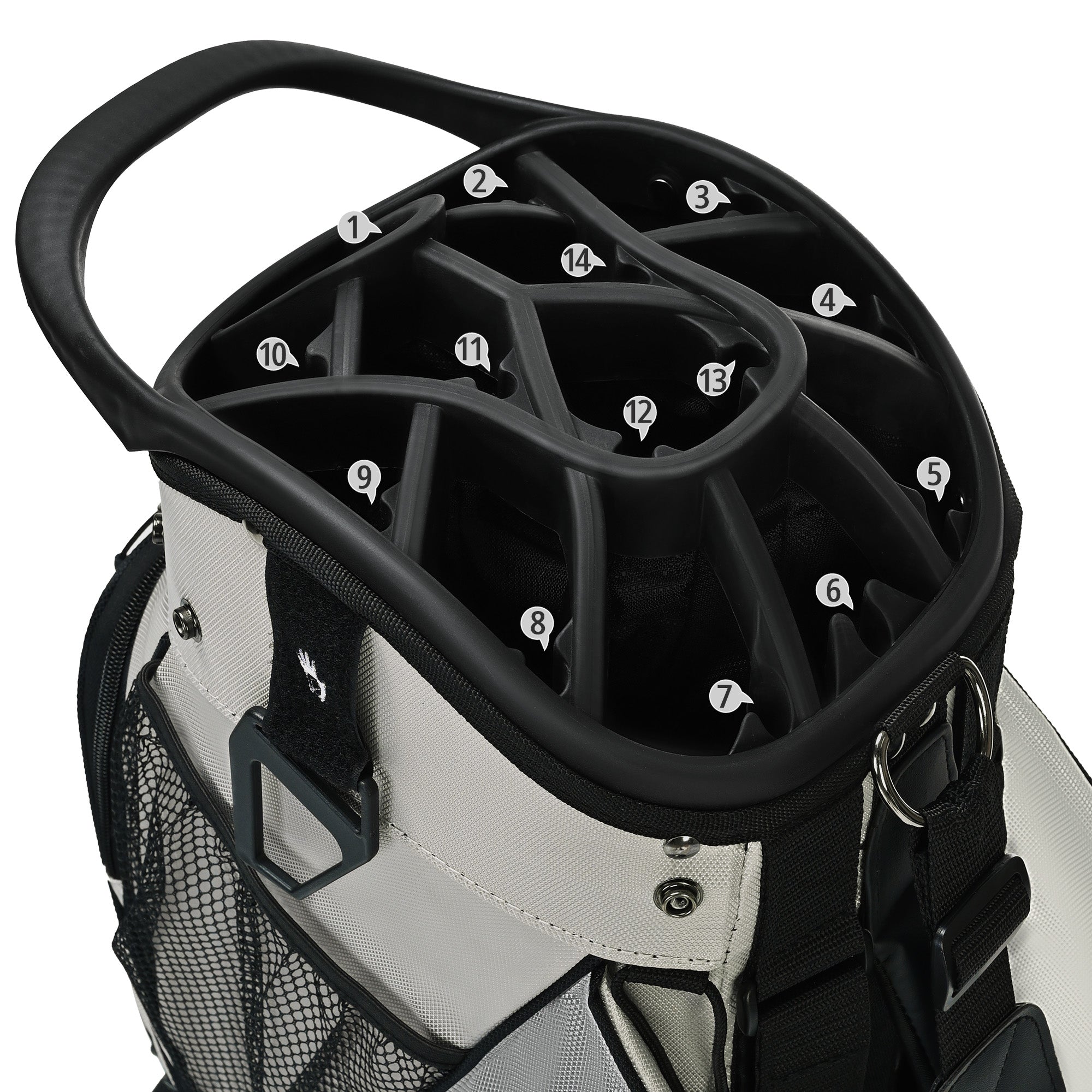 Quiet and Anti-collision 14 Way Golf Cart Bag-Gray
