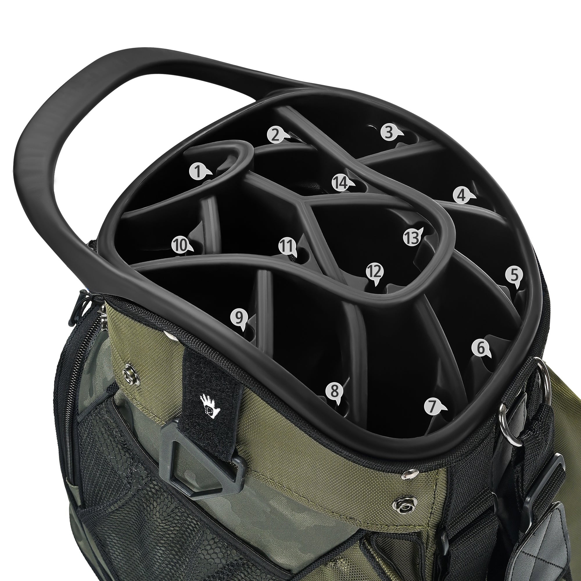 Quiet and Anti-collision 14 Way Golf Cart Bag-Camouflage