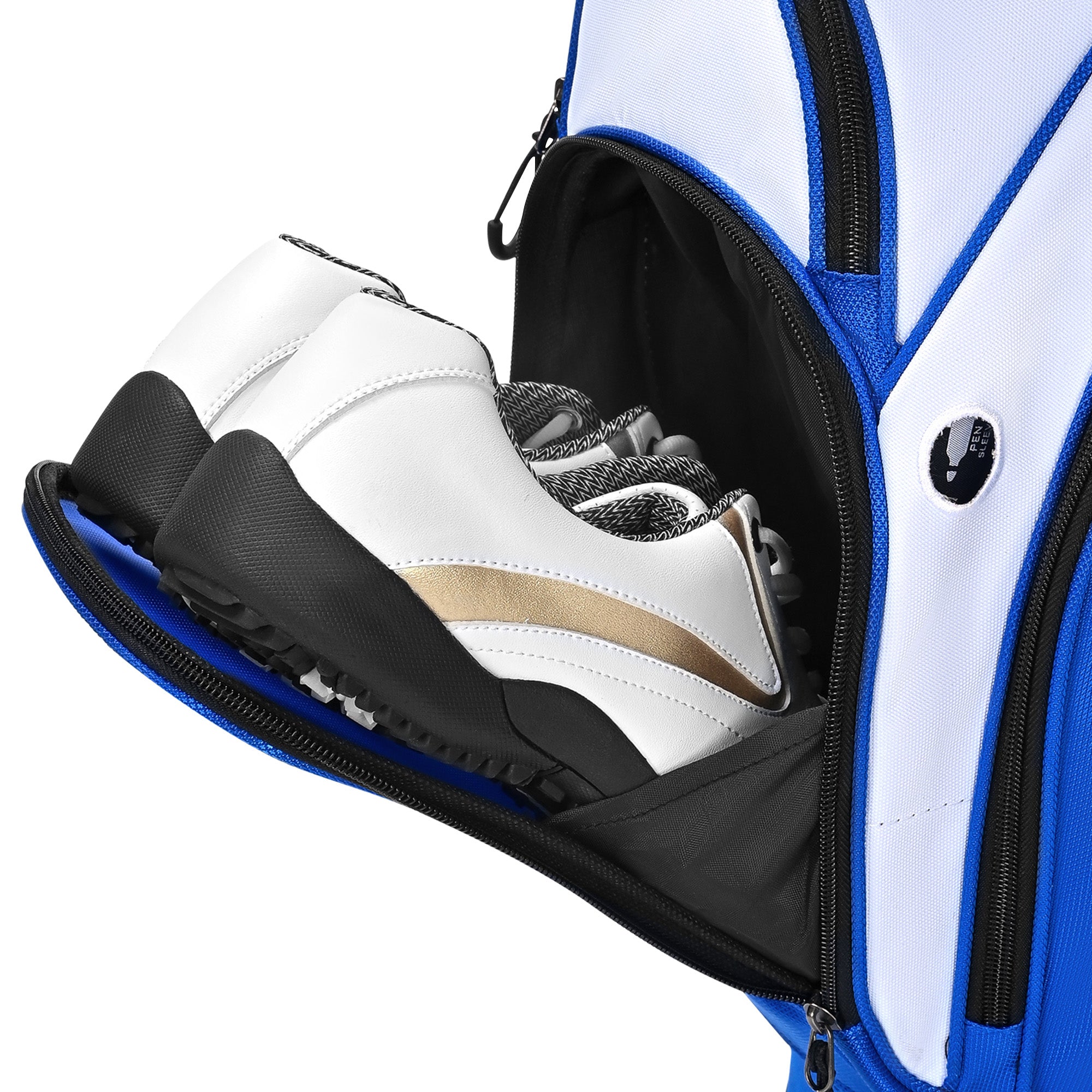 Quiet and Anti-collision 14 Way Golf Cart Bag-Blue White