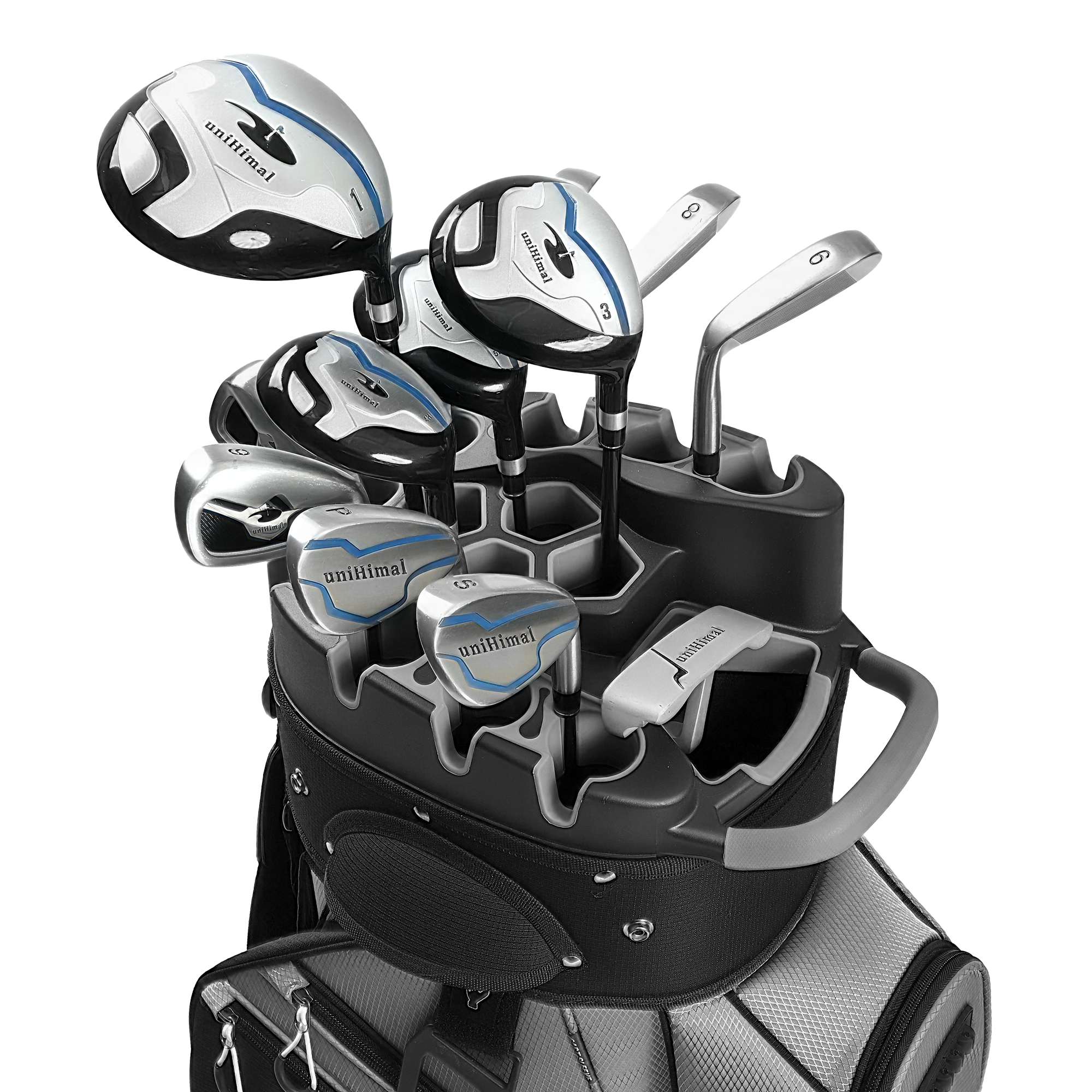 uniHimal S&T-LOCK 14 Way Golf Cart Bag Pro Grey