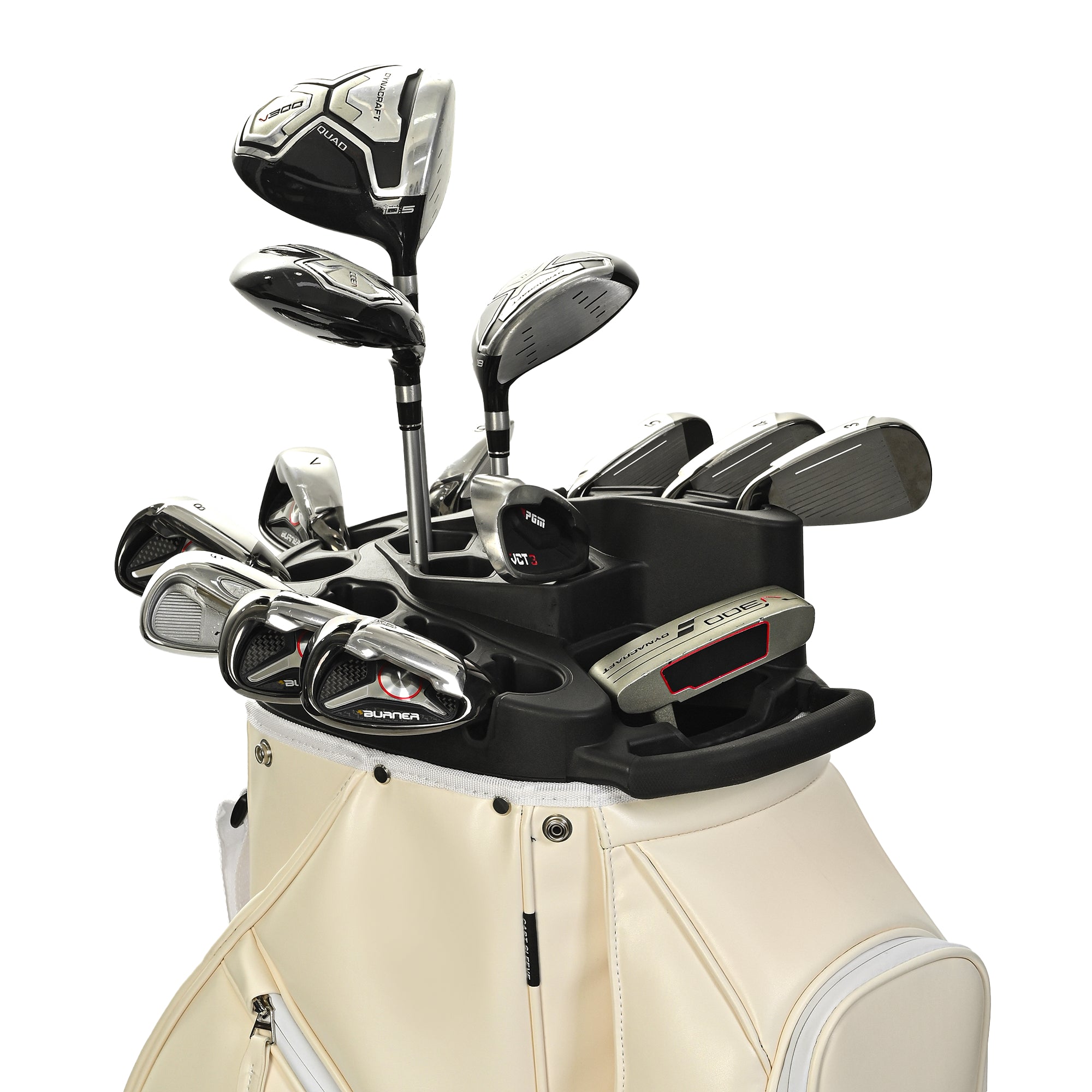 uniHimal T-LOCK 004 Luxury 15 Way Full Length Dividers Golf Quiet Synthetic Leather Cart Bag-Beige