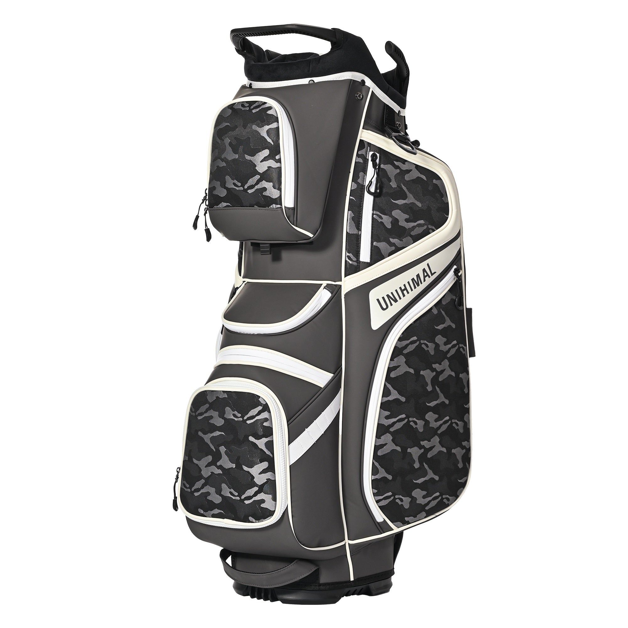 uniHimal 2025 Golf Cart Bag Luxury Synthetic Leather Camo 14 Way Padded Dividers-Grey