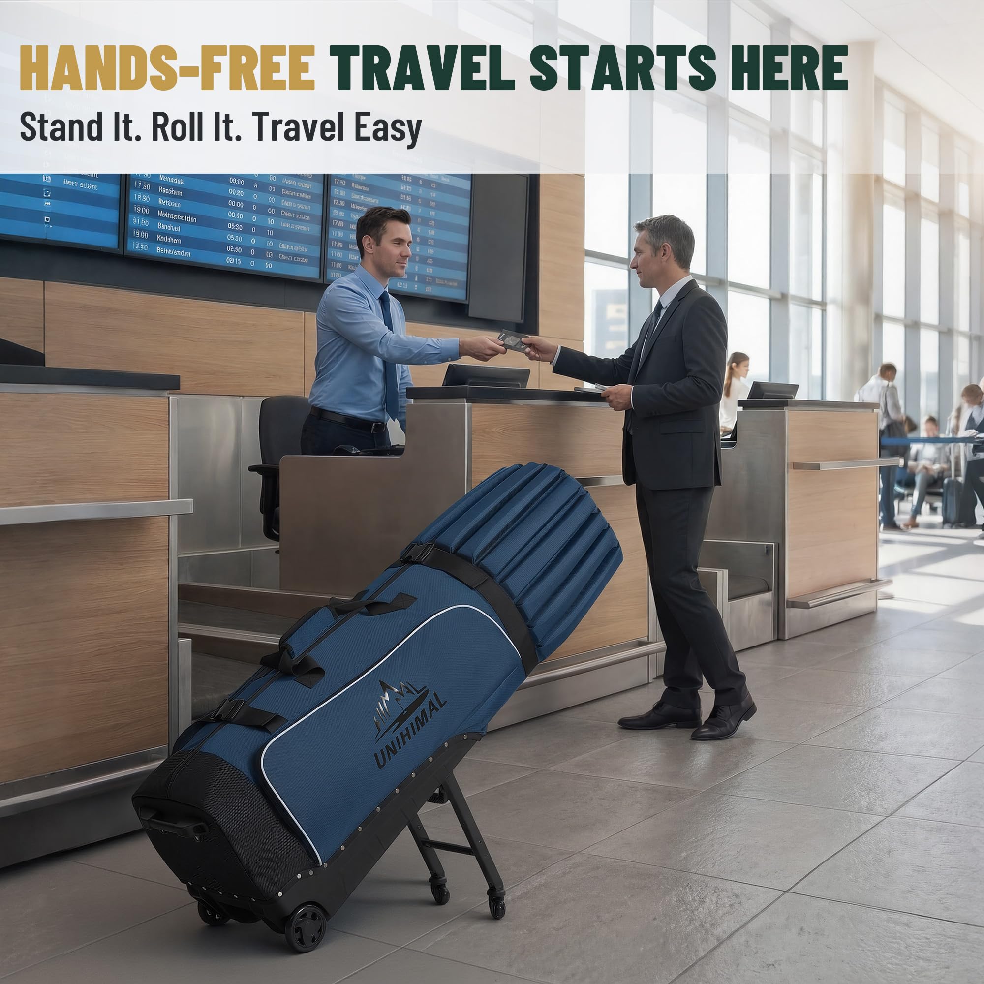 uniHimal Golf Travel Bag for Airlines with 4-Wheel Rolling System, Extendable Legs for Effortless Travel & Maneuverability, Password Lock&Ultra Club Protection